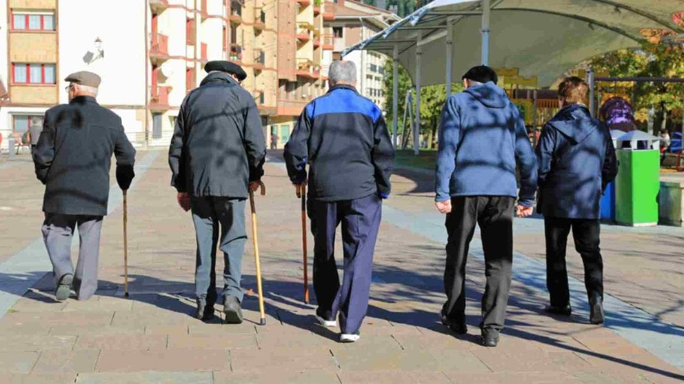 Un grupo de personas mayores durante un paseo por un parque. ARCHIVO